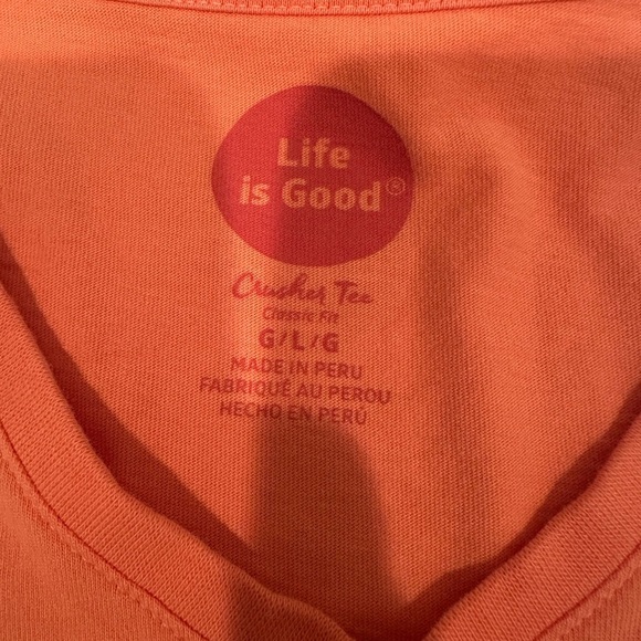 Life Is Good Orange Long Sleeve Crusher RV Camping Tee Casual Comfort Sz L - Picture 7 of 10